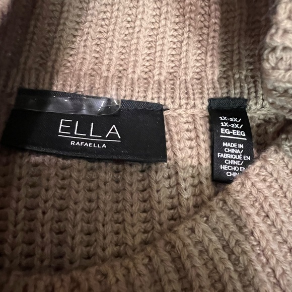 Ella Rafaella Plus Rib-Knit Poncho Sweater 1X-2X - Picture 7 of 10